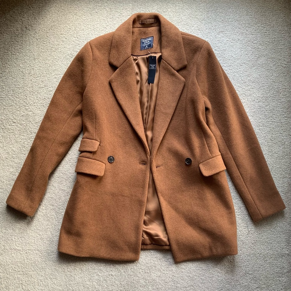 ABERCROMBIE & FITCH Brown Wool-Blend Blazer Coat XS Women NWT